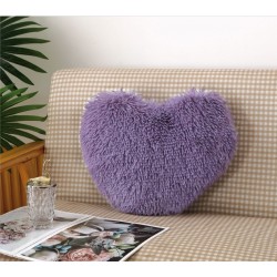 Perna Decorativa Pufoasa, Microfibra Plusata, Model Inima, Mov, PDA-007