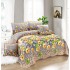 Cuvertura pat dublu din Bumbac Finet, 5 pierse, Crem-Multicolor, flori, ESC-200