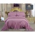 Cuvertura Lux Matlasata cu Volan Uni, Pat 2 Persoane, 3 Piese, Finet, Lila, CML-022