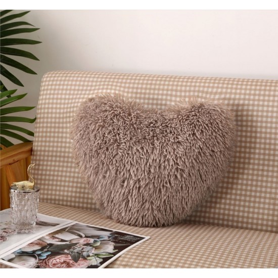 Perna Decorativa Pufoasa, Microfibra Plusata, Model Inima, Bej, PDA-006 Perne