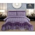 Cuvertura Lux Matlasata cu Volan, Pat 2 Persoane, 3 Piese, Finet, Mov-Multicolor, flori, CML-001