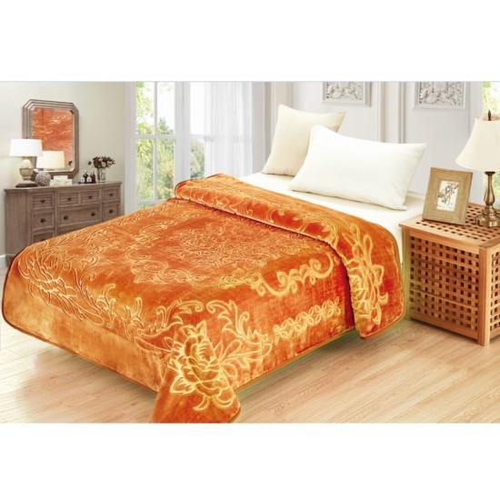 Patura Cocolino dubla si pufoasa perfecta pentru sezonul rece 200 x 230 cm , Coniac, PCDU-016 Paturi cocolino 4 kg