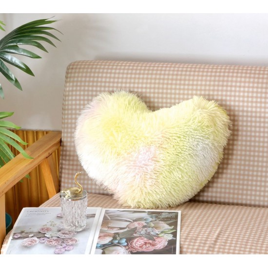 Perna Decorativa Pufoasa, Microfibra Plusata, Model Inima, Curcubeu, PDA-014 Perne