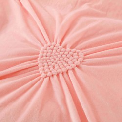 Set Lenjerie de Pat din Catifea, Cu Broderie, 4 Piese, Pat 2 Persoane, Roz, LCI-051