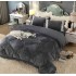 Set Lenjerie de Pat din Catifea, Cu Broderie, 4 Piese, Pat 2 Persoane, Gri Antracit, LCI-053
