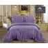 Cuvertura Lux Matlasata cu Volan Uni, Pat 2 Persoane, 3 Piese, Finet, Mov, CML-020