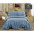 Cuvertura Lux Matlasata cu Volan Uni, Pat 2 Persoane, 3 Piese, Finet, Blue, CML-019