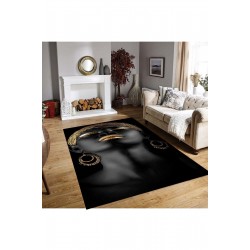 Covor Antiderapant 80x150cm, Negru-Auriu, negresa, CAM-070