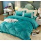 Set Lenjerie de Pat din Catifea, Cu Broderie, 4 Piese, Pat 2 Persoane, Turquoise, LCI-048 Lenjerii Catifea 4 piese