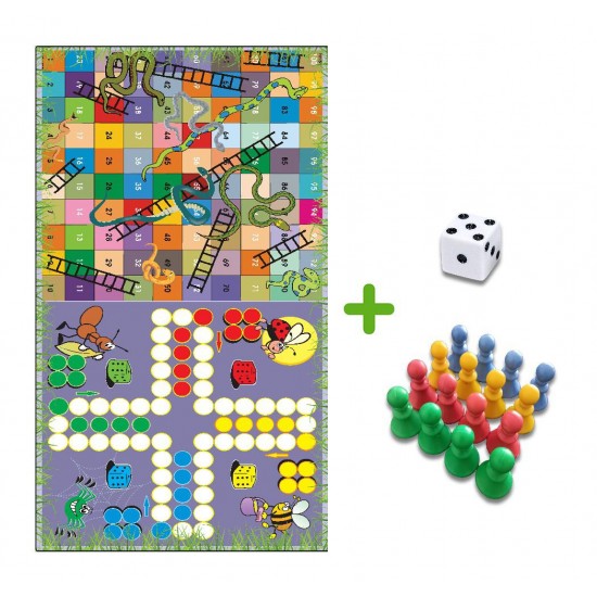 Covor Camera Copii, Antiderapant, Model cu Joc Nu Te Supata Frate+Cadou Pioni Cu Zar, Multicolor, CAM-056 Covorase educative copii 80x150