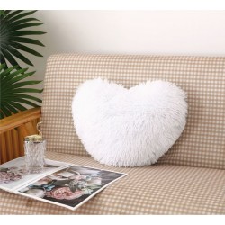 Perna Decorativa Pufoasa, Microfibra Plusata, Model Inima, Alb, PDA-009