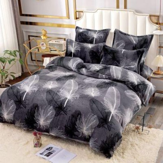 Set Lenjerie Cocolino 6 Piese Pat Dublu Gri – Model Pene, Moale și Călduroasă, LCD-003 Lenjerii Cocolino 6 piese