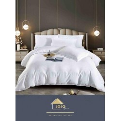 Lenjerie de pat damasc 1 persoană (Single) – model elegant cu dungi fine, Alb, LDS-001