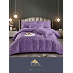Lenjerie de pat damasc 1 persoană (Single) – model elegant cu dungi fine, Mov-violet, LDS-008