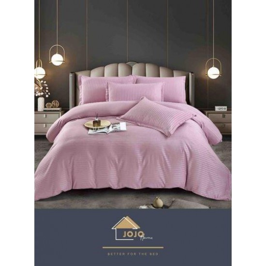 Lenjerie de pat damasc 1 persoană (Single) – model elegant cu dungi fine, Lila, LDS-012 Lenjerii Damasc 1 Persoana