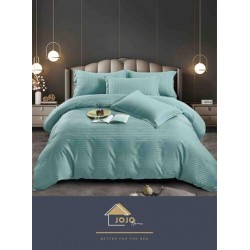 Lenjerie de pat damasc 1 persoană (Single) – model elegant cu dungi fine, Verde menta, LDS-029