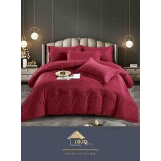 Lenjerie, pat dublu, cu ELASTIC, Damasc Finetat, 6 piese, Bordo, LDS-054 Lenjerii Damasc 6 piese cu Cearsaf cu ELASTIC