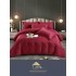 Lenjerie, pat dublu, cu ELASTIC, Damasc Finetat, 6 piese, Bordo, LDS-054