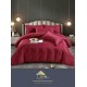 Lenjerie, pat dublu, cu ELASTIC, Damasc Finetat, 6 piese, Bordo, LDS-054 Lenjerii Damasc 6 piese cu Cearsaf cu ELASTIC