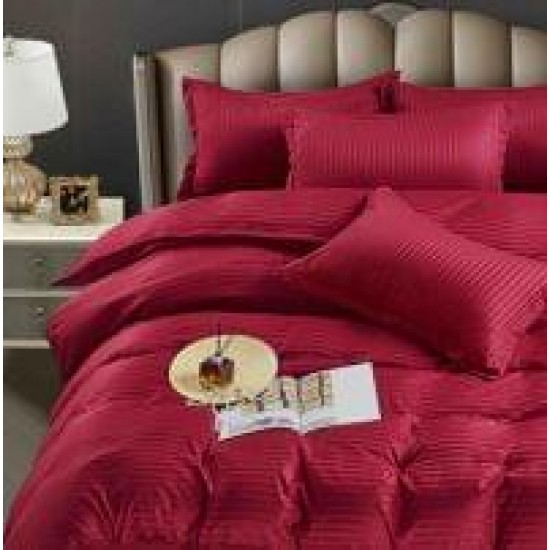 Lenjerie, pat dublu, cu ELASTIC, Damasc Finetat, 6 piese, Bordo, LDS-054 Lenjerii Damasc 6 piese cu Cearsaf cu ELASTIC