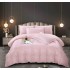 Lenjerie, pat dublu, cu ELASTIC, Damasc Finetat, 6 piese, Roz deschis, LDS-069