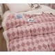 Pătură Cocolino cu blăniță 200x230 cm – moale, călduroasă și premium - Roz, model romburi, PBC-047 Paturi cu Blanita