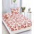 Cearsaf cu elastic COCOLINO, 180x200x25cm, plus 2 fete de perne, Alb-Rosu, inimi, HC-060