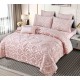 Lenjerie de pat cu elastic si pilota inclusa, bumbac tip jacquard, pat dublu, 7 piese, Roz, PJD-05 Pilote Jacquard 7 piese