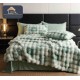 Lenjerie de pat, DeLuxe, cocolino tip blăniță iepure, 2 persoane, 6 piese, Verde-Alb, ombre, LCE-033 Lenjerii Blanita Iepure