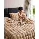Lenjerie de pat, DeLuxe, cocolino tip blăniță iepure, 2 persoane, 6 piese, Bej-Alb, ombre, LCE-034 Lenjerii Blanita Iepure