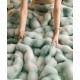 Lenjerie de pat, DeLuxe, cocolino tip blăniță iepure, 2 persoane, 6 piese, Verde-Alb, ombre, LCE-033 Lenjerii Blanita Iepure