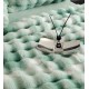 Lenjerie de pat, DeLuxe, cocolino tip blăniță iepure, 2 persoane, 6 piese, Verde-Alb, ombre, LCE-033 Lenjerii Blanita Iepure