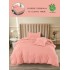 Lenjerie de Pat din Finet, 4 Piese, Pat 1 Persoana, cu ELASTIC, Roz, LFS-062