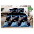 Set Lenjerie de Pat din Bumbac Satinat, 4 Piese, Pat 2 Persoane, Imprimeu 3D Identic cu Poza, Blue-Alb, pisici, LSD-026