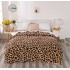 Pătură Cocolino cu blăniță 200x230 cm – moale, călduroasă și premium - Maro, model animal-print, PBC-063