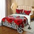 Patura CoCoLiNo cu blanita, 200x230 cm +2 fete de perna, Rosu-Multicolor, animal print, PBC-021