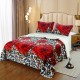 Patura CoCoLiNo cu blanita, 200x230 cm +2 fete de perna, Rosu-Multicolor, animal print, PBC-021 Paturi cu blanita