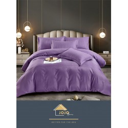 Lenjerie, pat dublu, cu ELASTIC, Damasc Finetat, 6 piese, Mov, LDS-064
