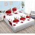 Cearsaf cu elastic COCOLINO, 180x200x25cm, plus 2 fete de perne, Alb-Rosu, flori, HC-063