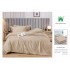 Lenjerie, pat dublu, cu ELASTIC, Damasc Finetat, 6 piese, Bej, LDS-051