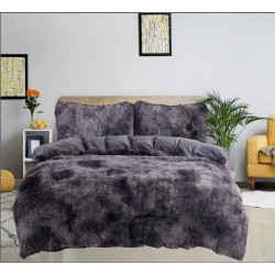 Lenjerie Cocolino Fluffy pat dublu 4 piese gri inchis degrade, LFF-027