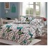 Lenjerie pat dublu, Super Pufoasa COCOLINO, 4 piese, Gri-Verde, pietre, fluturi, LDC-018