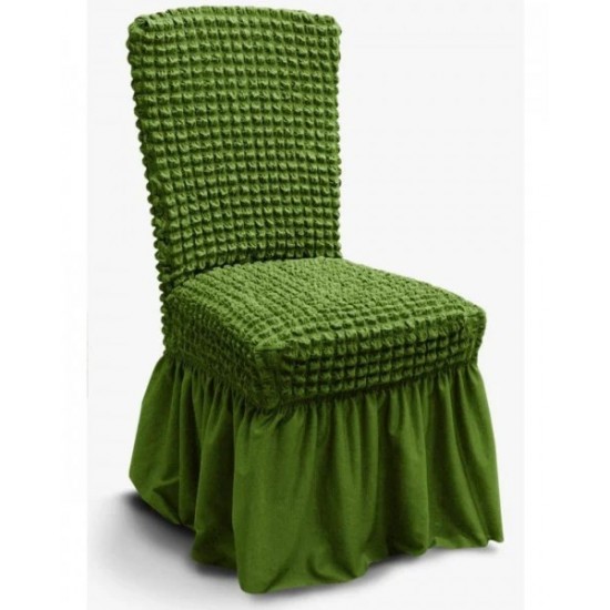 Set 6 Huse de Scaun Creponate Cu Volanase, Verde, HSC-014 Huse Scaune Creponat