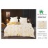 Lenjerie pat dublu, 6 piese, Bumbac Satinat Superior, Alb-Auriu, stele, LFS-002