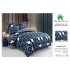 Lenjerie pat dublu, 6 piese, Bumbac Satinat Superior, Bleumarin-Argintiu, forme geometrice, LFS-003