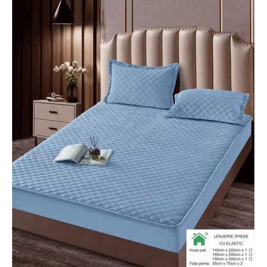Huse/Topper pentru saltea cu elastic 180x200, Blue, HTC-006 Husa/Topper cu ELASTIC 180-200 cm