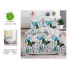 Set Lenjerie de Pat din Finet cu 2 Fete, 6 Piese, Pat 2 Persoane, Gri-Verde, fluturi, OLD-036