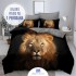 Lenjerie de Pat din Finet, 4 Piese, Pat 1 Persoana, Negru-Maro, leu,  LFS-095