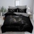Lenjerie de Pat din Finet, 4 Piese, Pat 1 Persoana, Negru-Gri, cat,  LFS-094