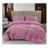 Lenjerie pat dublu, Catifea Deluxe, cu broderie, 4 piese, Roz pudra, LCB-001